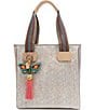 Consuela Clay Classic Embossed Snake Print Tote Bag, Color:Clay - Image 1