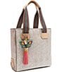 Color:Clay - Image 5 - Clay Classic Embossed Snake Print Tote Bag