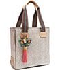 Consuela Clay Classic Embossed Snake Print Tote Bag, Color:Clay - Image 5