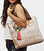 Consuela Clay Classic Embossed Snake Print Tote Bag, Color:Clay - Image 6