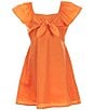 Color:Orange - Image 1 - Big Girl 7-16 Bow Front Dress