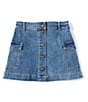Color:Medium Wash - Image 1 - Big Girl 7-16 Button Front Mini Skirt