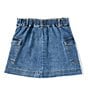 Color:Medium Wash - Image 2 - Big Girl 7-16 Button Front Mini Skirt