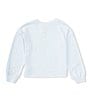 Color:Blue - Image 2 - Big Girl 7-16 Cozy Crew Neck Long Sleeve Top