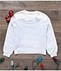 Color:Ivory - Image 3 - Big Girl 7-16 Cozy Crew Neck Long Sleeve Top