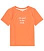 Color:Neon Orange - Image 1 - Big Girl 7-16 Crew Neck Short Sleeve Words Tee