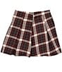 Color:Burgundy - Image 1 - Big Girls 7-16 Plaid Pleated Skirt