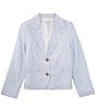 Color:Light Blue - Image 1 - Big Girl 7-16 Stripe Notch Collar Long Sleeve Blazer