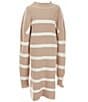 Color:Tan - Image 1 - Big Girls 7-16 Striped Sweater Dress