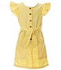 Color:Sun Yellow - Image 1 - Big Girls 7-16 Button Front Flutter Sleeve Tie Waist Dress
