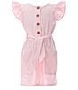 Color:Pink - Image 1 - Big Girls 7-16 Button Front Flutter Sleeve Tie Waist Dress