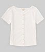 Color:White - Image 1 - Big Girls 7-16 Button Front Top
