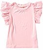 Copper Key Big Girls Eyelet Flutter Sleeve Top, Color:Pink - Image 1