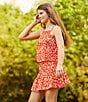 Color:Red - Image 3 - Big Girls 7-16 Floral Print Swing Top