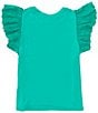 Color:Green - Image 2 - Big Girls 7-16 Flutter Sleeve T-Shirt