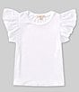 Color:White - Image 1 - Big Girls 7-16 Flutter Sleeve T-Shirt