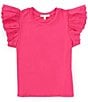 Color:Fuchsia - Image 1 - Big Girls 7-16 Flutter Sleeve T-Shirt
