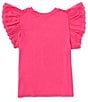 Color:Fuchsia - Image 2 - Big Girls 7-16 Flutter Sleeve T-Shirt