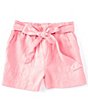 Color:Pink - Image 1 - Big Girls 7-16 High Rise Belted Tie-Front Shorts
