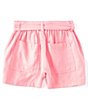 Color:Pink - Image 2 - Big Girls 7-16 High Rise Belted Tie-Front Shorts