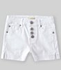 Color:White - Image 1 - Big Girls 7-16 High Waisted Button Front Shorts