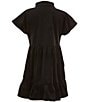 Color:Black - Image 2 - Big Girls 7-16 Micro Cord Tiered Dress