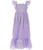 Color:Purple - Image 1 - Big Girls 7-16 Midi Eyelet Midi Dress