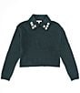 Color:Green - Image 1 - Big Girls 7-16 Pearl Collar Sweater