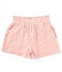 Color:Red - Image 1 - Big Girls 7-16 Pull On Striped Linen Shorts