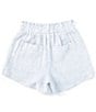 Color:Light Blue - Image 2 - Big Girls 7-16 Pull On Striped Linen Shorts