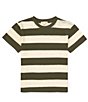 Color:Loden - Image 1 - Big Girls 7-16 Short Sleeve Big Stripe Relaxed Boxy T-Shirt