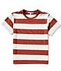 Color:Burgundy - Image 1 - Big Girls 7-16 Short Sleeve Big Stripe Relaxed Boxy T-Shirt