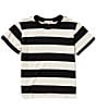 Color:Black - Image 1 - Big Girls 7-16 Short Sleeve Big Stripe Relaxed Boxy T-Shirt