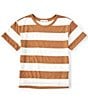 Color:Gold Ivory - Image 1 - Big Girls 7-16 Short Sleeve Big Stripe Relaxed Boxy T-Shirt