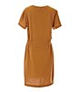 Color:Brown - Image 2 - Big Girls 7-16 Short Sleeve Knit Side Smocked Dress