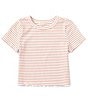 Color:Pink - Image 1 - Big Girls 7-16 Short Sleeve Rib Knit Lettuce Hem T-Shirt