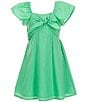 Copper Key Big Girls 7-16 Short Sleeve Ruffle Bow Dress, Color:Green - Image 1