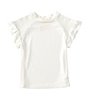 Color:White - Image 1 - Big Girls 7-16 Short Sleeve Smocked Flutter Sleeve Knit Top