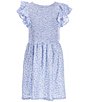 Color:Blue Multi - Image 1 - Big Girls 7-16 Smocked Flutter Sleeve Disty Floral Dress
