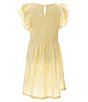 Color:Yellow - Image 2 - Big Girls 7-16 Smocked Flutter Sleeve Disty Floral Dress
