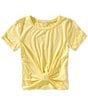 Copper Key Big Girls Tie Front Short Sleeve T-Shirt - Image 1