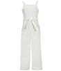 Copper Key Big Girls 7-16 Tie Waist Denim Jumpsuit, Color:White - Image 1