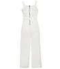 Copper Key Big Girls 7-16 Tie Waist Denim Jumpsuit, Color:White - Image 2