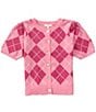 Copper Key Big Girls Argyle Button Front Short Sleeve Sweater - Image 1
