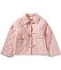 Copper Key Big Girls Bow Front Quilted Coat, Color:Light Pink - Image 1