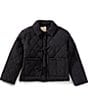 Copper Key Big Girls Bow Front Quilted Coat, Color:Black - Image 1