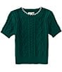 Copper Key Big Girls Whipstitch Puff Short Sleeve Sweater - Image 2
