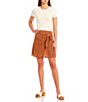 Color:Rust/Snow - Image 3 - Branch Printed High Rise Faux Wrap Mini Skirt