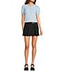 Copper Key Buckle Mini Skirt, Color:Black - Image 3