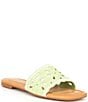 Color:Light Green - Image 1 - Citrus Scalloped Pearl Embellished Flat Slide Sandals